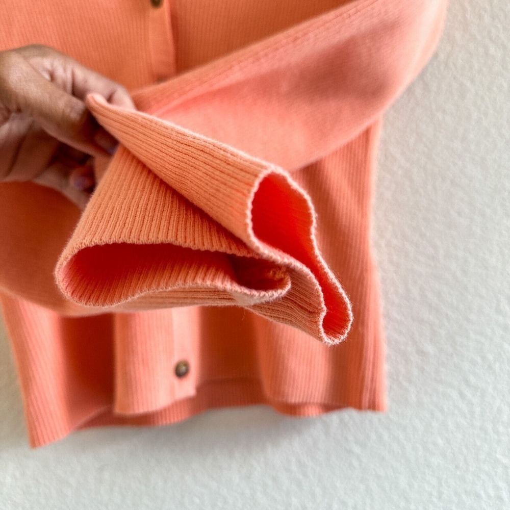 Intermix Audrey Rib Knit Polo Top Orange Salmon Button-Up Collared Sweater - Picture 7 of 8